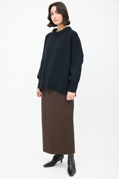 The Row Brown Cotton 
Wool Twill Matias Skirt