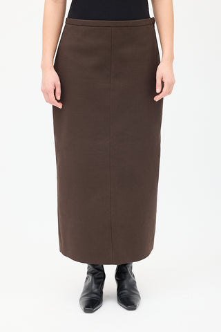 The Row Brown Cotton 
Wool Twill Matias Skirt