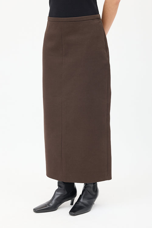 The Row Brown Cotton 
Wool Twill Matias Skirt