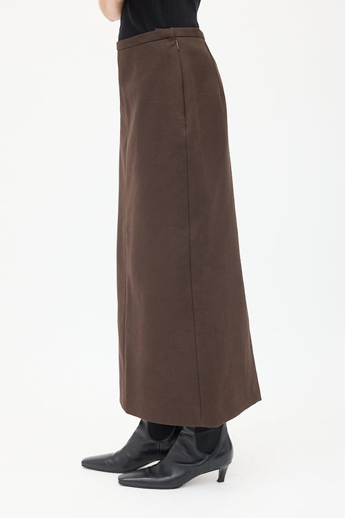 The Row Brown Cotton 
Wool Twill Matias Skirt