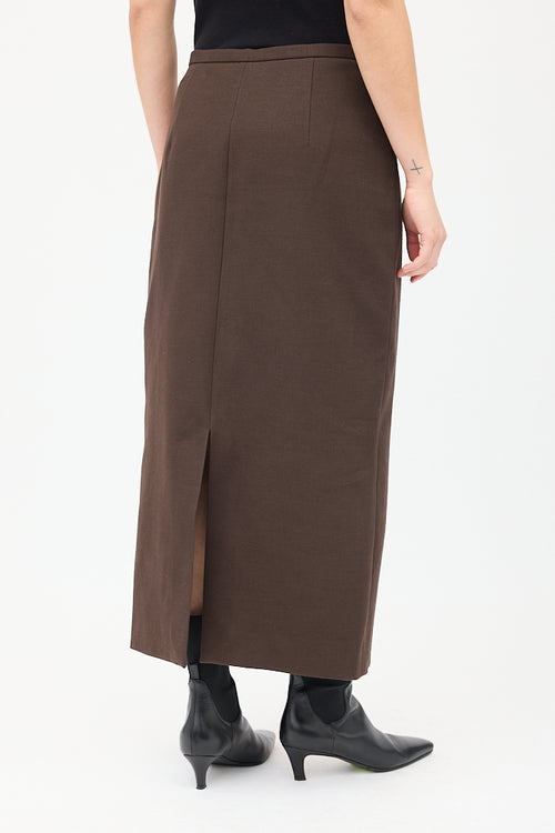 The Row Brown Cotton 
Wool Twill Matias Skirt