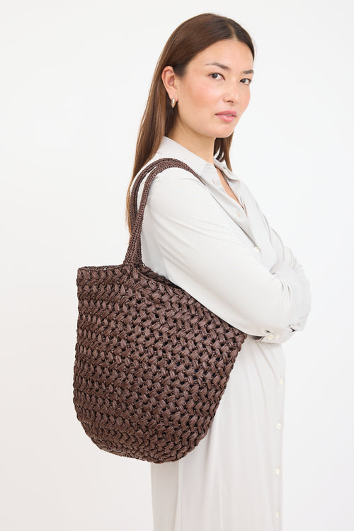 The Row Brown Raffia Estelle Woven Tote