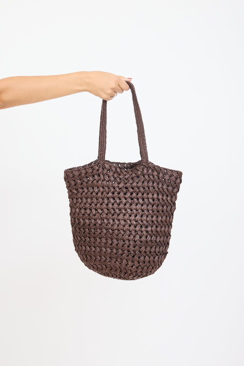 The Row Brown Raffia Estelle Woven Tote