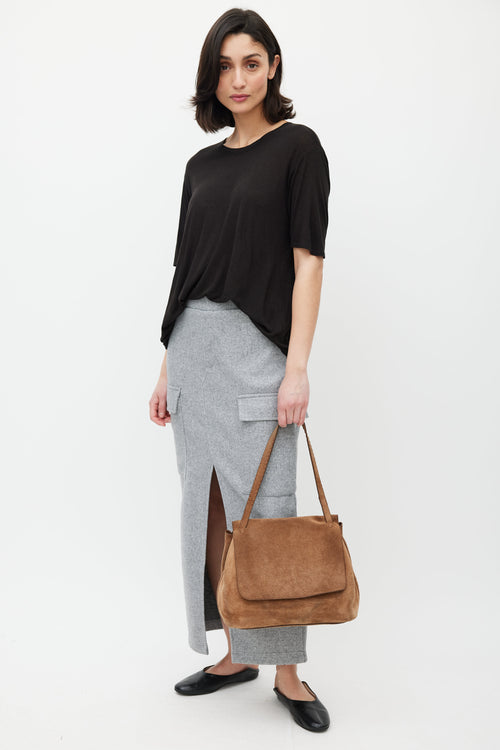 The Row Brown Sidekick Suede Bag