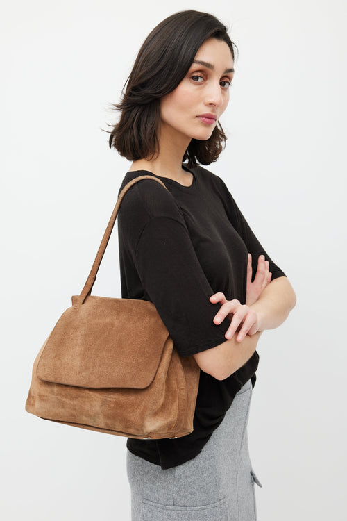 The Row Brown Sidekick Suede Bag