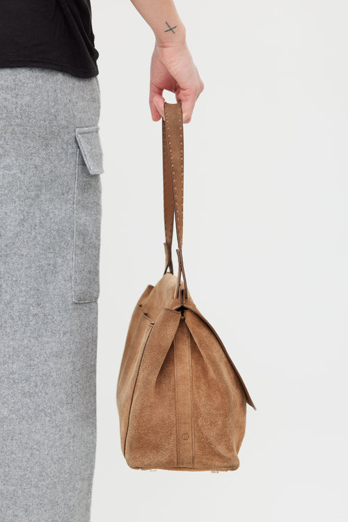 The Row Brown Sidekick Suede Bag