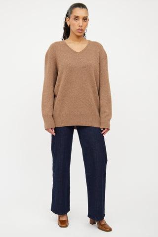 The Row Brown Knit Long Sleeve Sweater