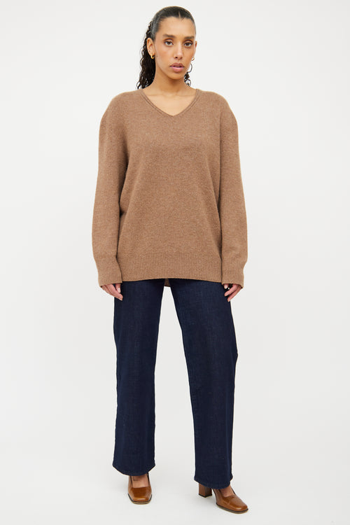 The Row Brown Knit Long Sleeve Sweater