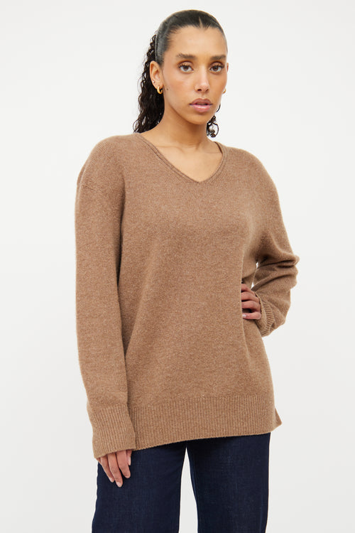 The Row Brown Knit Long Sleeve Sweater