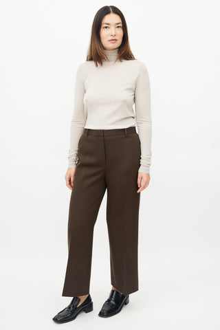 The Row Brown Wool Straight Leg Trouser