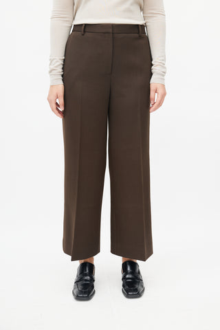 The Row Brown Wool Straight Leg Trouser