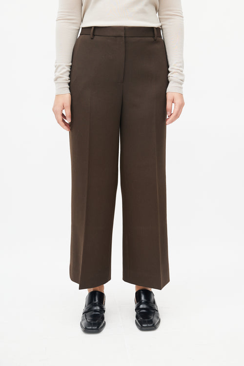 The Row Brown Wool Straight Leg Trouser