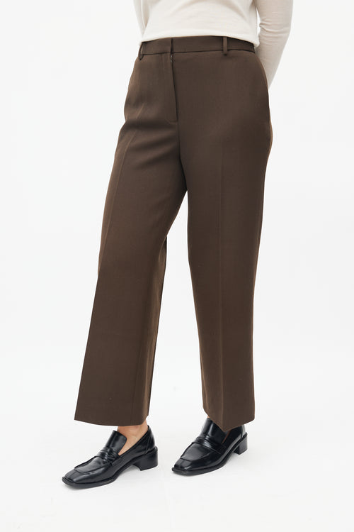 The Row Brown Wool Straight Leg Trouser