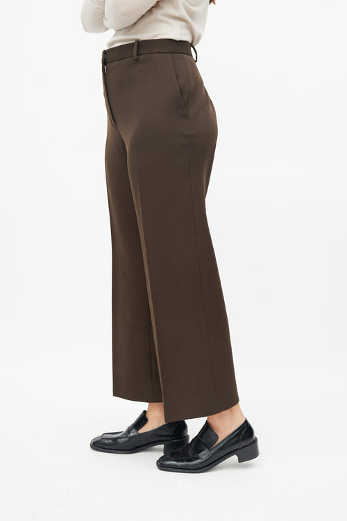 The Row Brown Wool Straight Leg Trouser