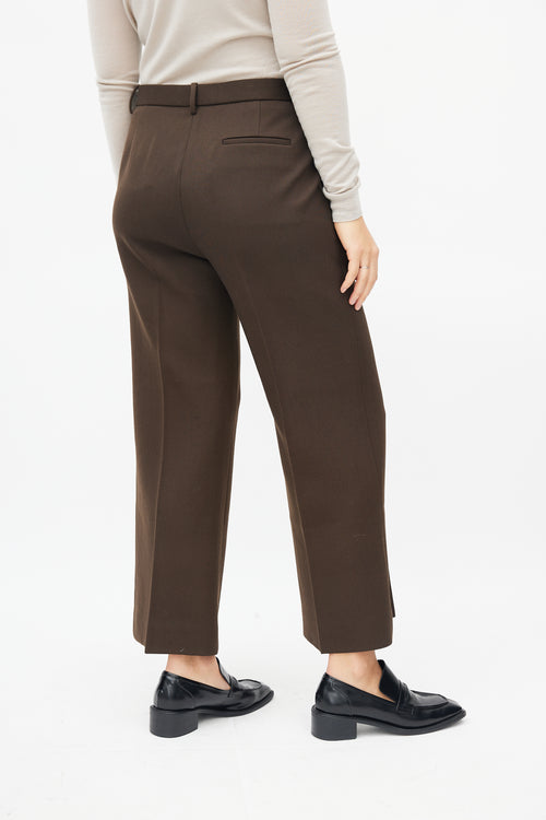 The Row Brown Wool Straight Leg Trouser