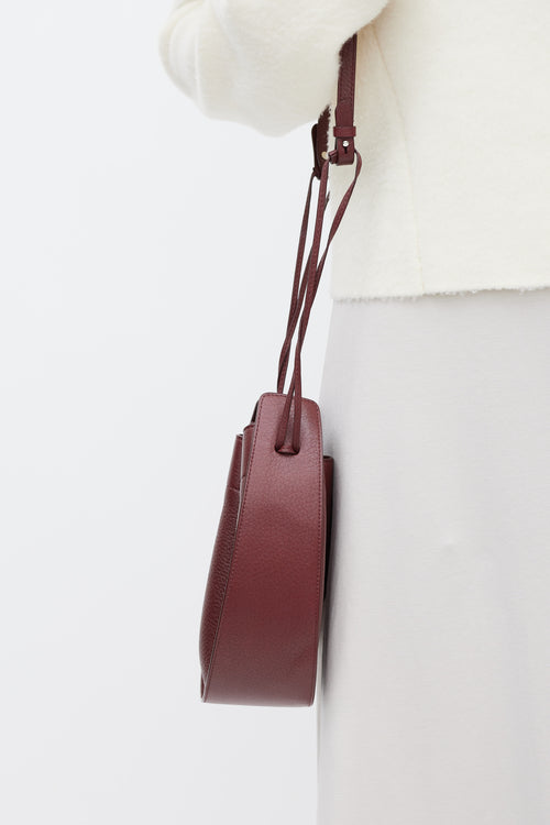 The Row Burgundy Leather Drawstring Pouch Bag