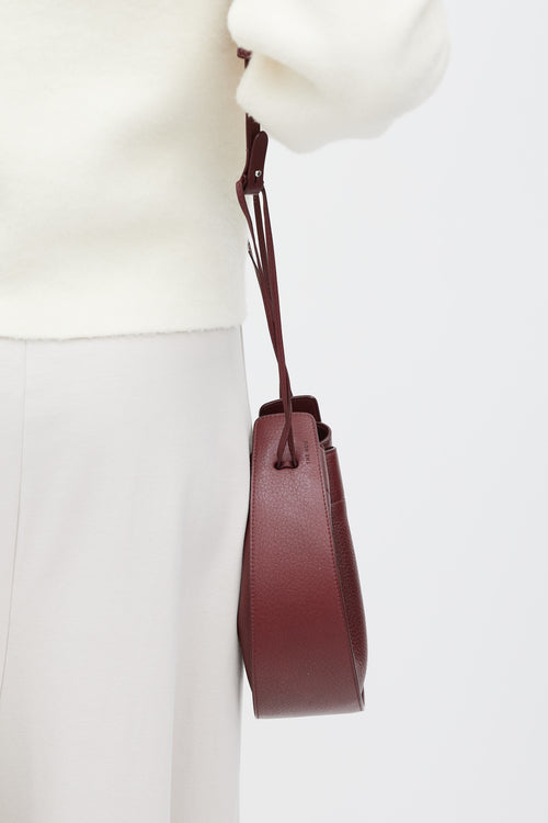 The Row Burgundy Leather Drawstring Pouch Bag