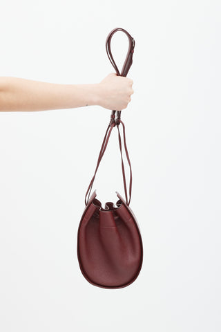 The Row Burgundy Leather Drawstring Pouch Bag