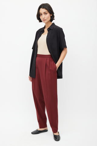 The Row Burgundy Pleated Trouser