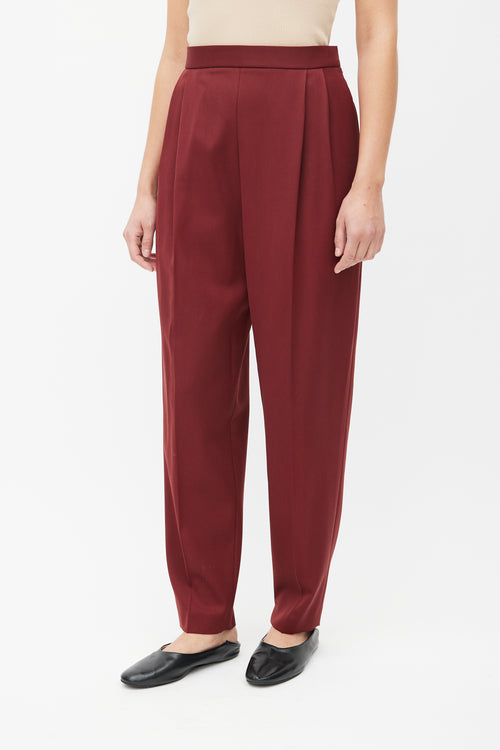 The Row Burgundy Pleated Trouser