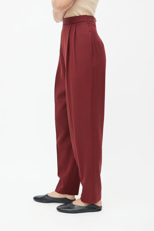 The Row Burgundy Pleated Trouser