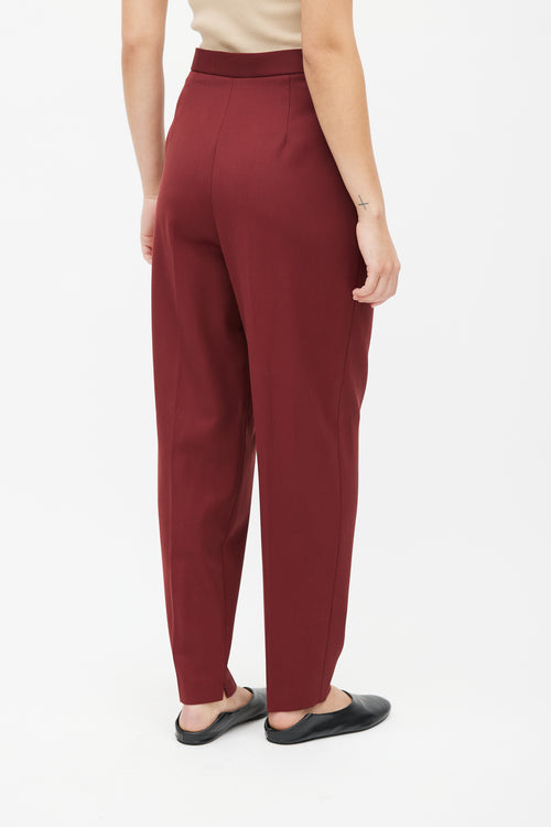 The Row Burgundy Pleated Trouser