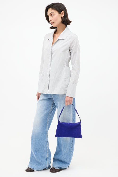 The Row Cobalt Blue Suede Small Morgan Bag