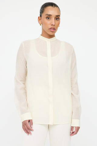 The Row Cream Sheer Smocked Shirt