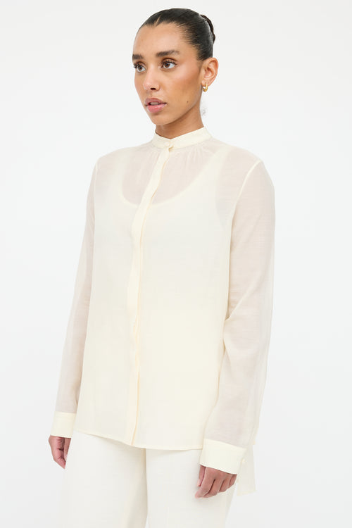 The Row Cream Sheer Smocked Shirt