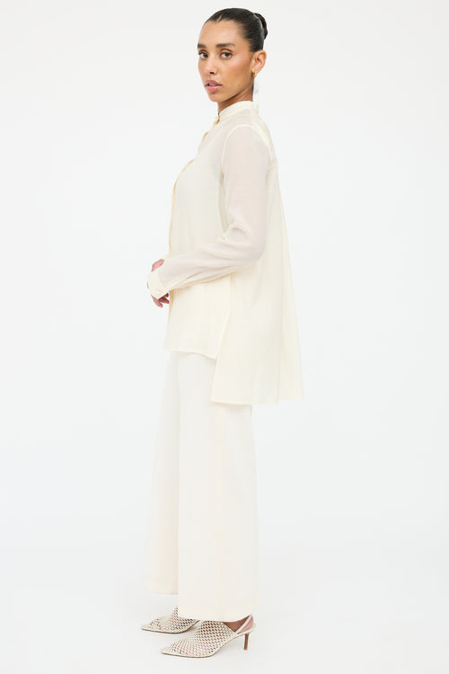 The Row Cream Sheer Smocked Shirt