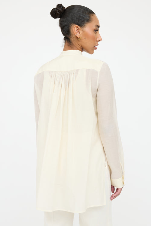 The Row Cream Sheer Smocked Shirt