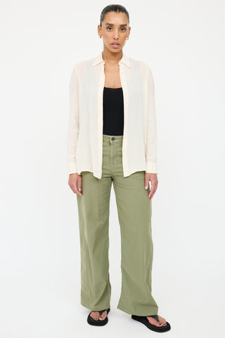 The Row Cream Pleated Overlay Shirt