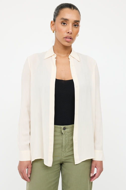 The Row Cream Pleated Overlay Shirt