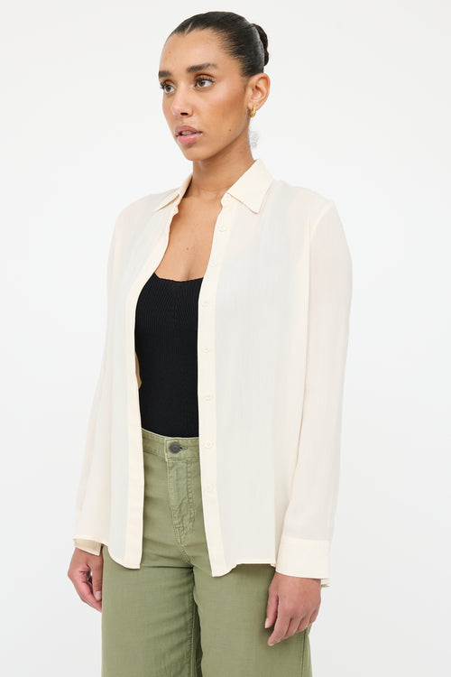 The Row Cream Pleated Overlay Shirt