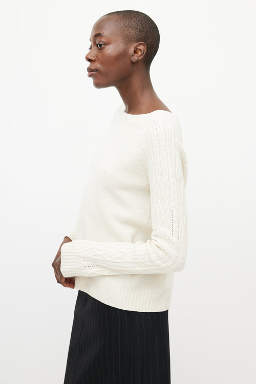 The Row Cream Cable Knit Sweater