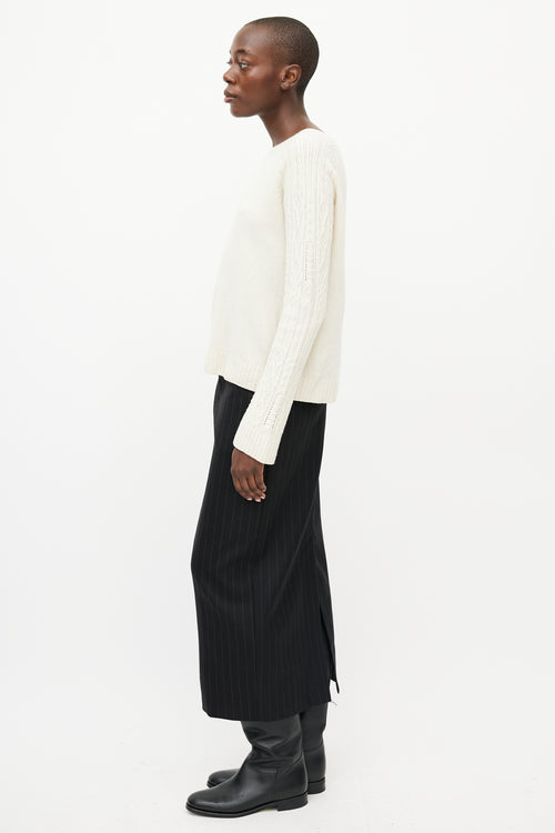 The Row Cream Cable Knit Sweater