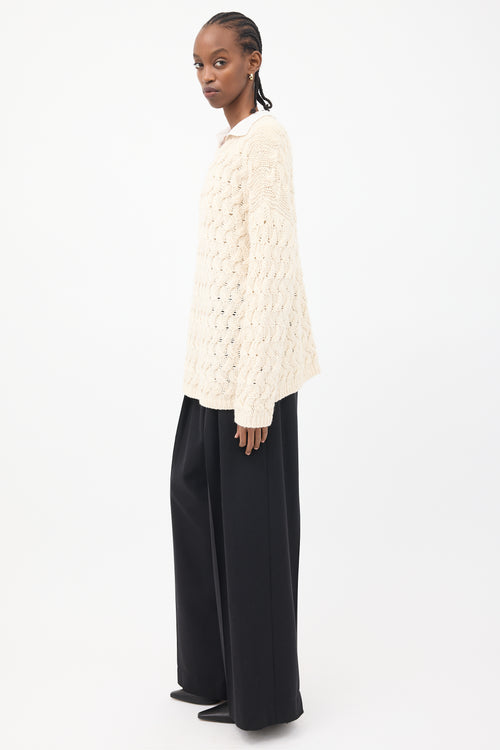 The Row Cream Cashmere 
Silk Sweater