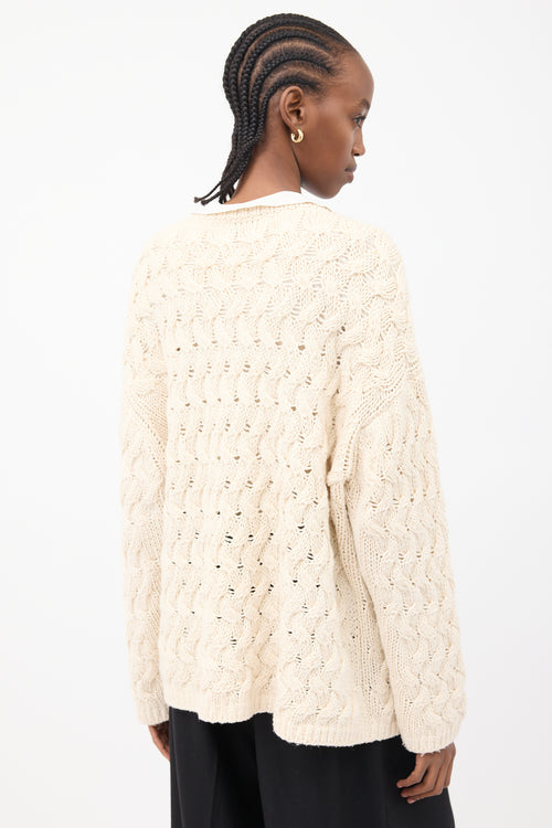 The Row Cream Cashmere 
Silk Sweater