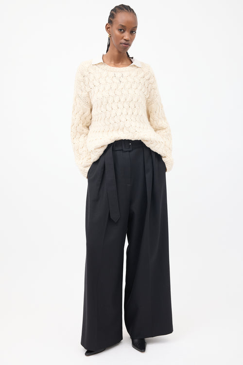 The Row Cream Cashmere 
Silk Sweater