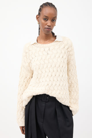 The Row Cream Cashmere 
Silk Sweater