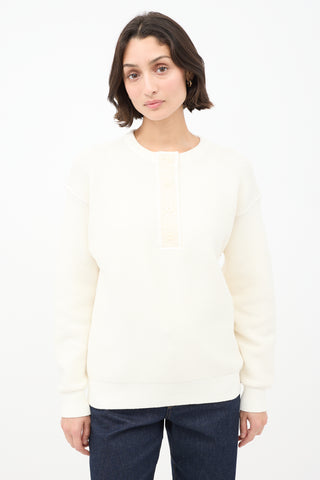 The Row Cream Cotton Grelda Waffle Knit Sweater