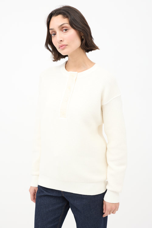 The Row Cream Cotton Grelda Waffle Knit Sweater