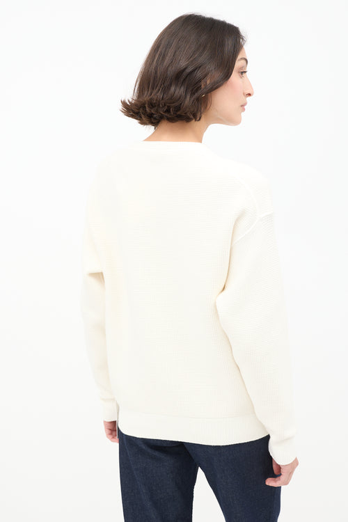 The Row Cream Cotton Grelda Waffle Knit Sweater