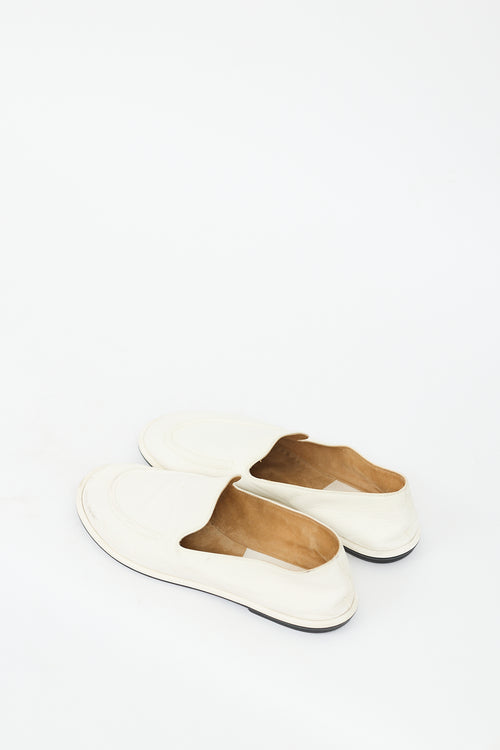 The Row White Leather Canal Loafer