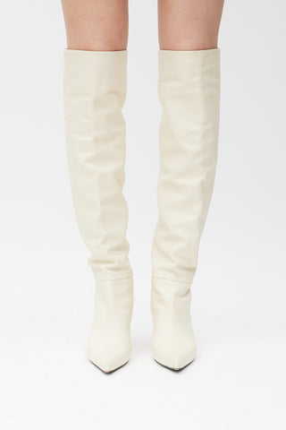 The Row White Leather Bourgeoise Boot