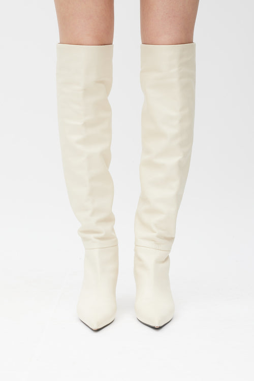 The Row White Leather Bourgeoise Boot