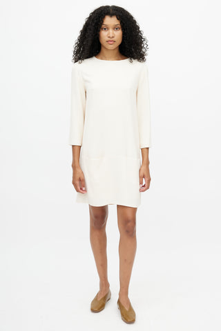 The Row Cream Long Sleeve Dress