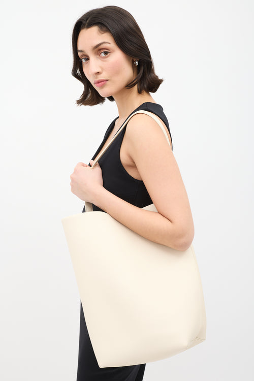 The Row Cream Leather N/S Park Tote