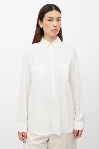 The Row Cream Satin Shirt