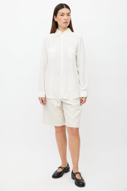 The Row Cream Satin Shirt